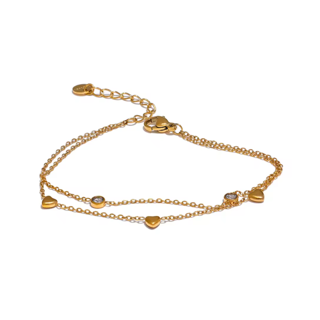 Pulsera mini corazón doble