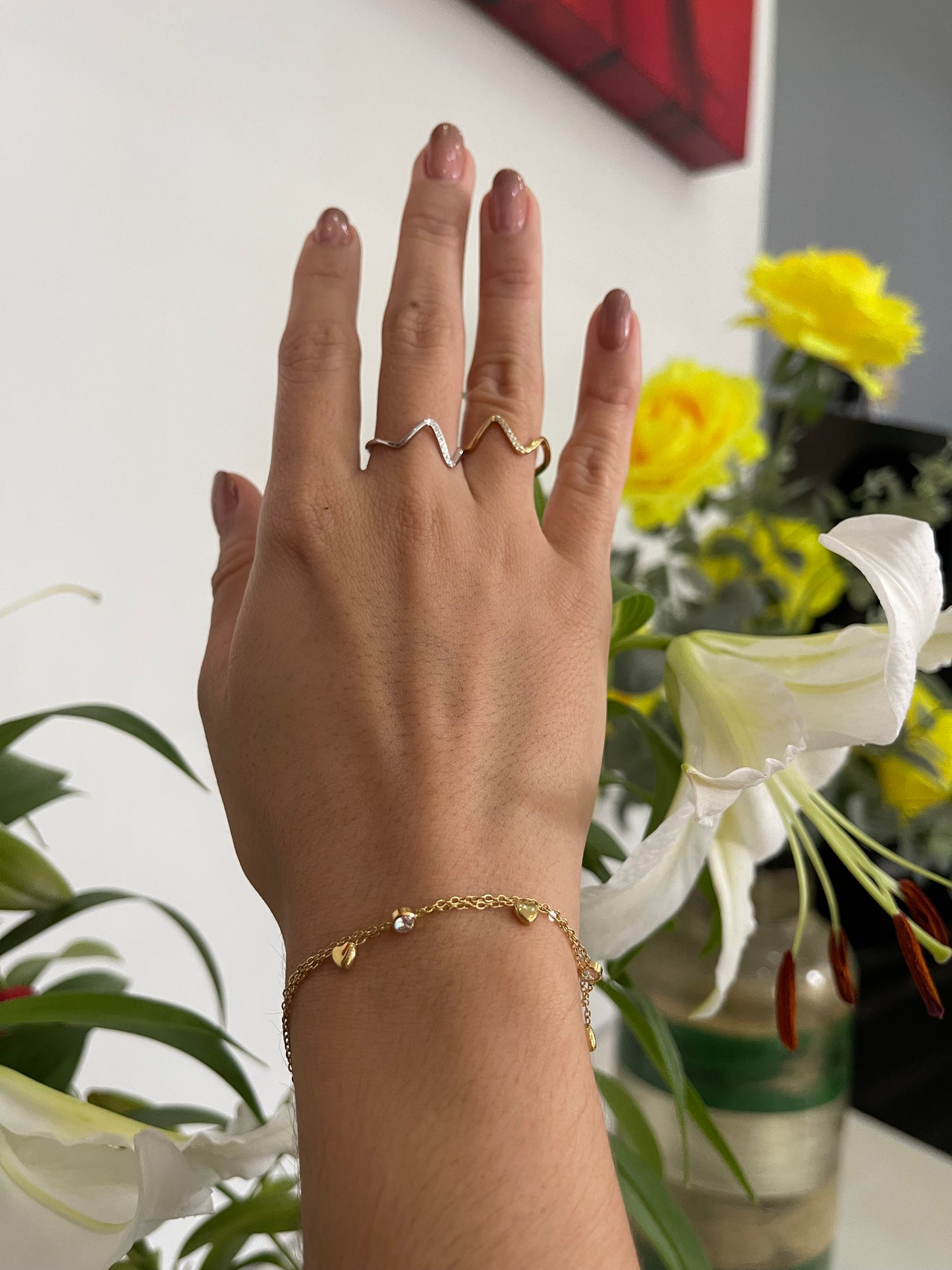 Pulsera mini corazón doble