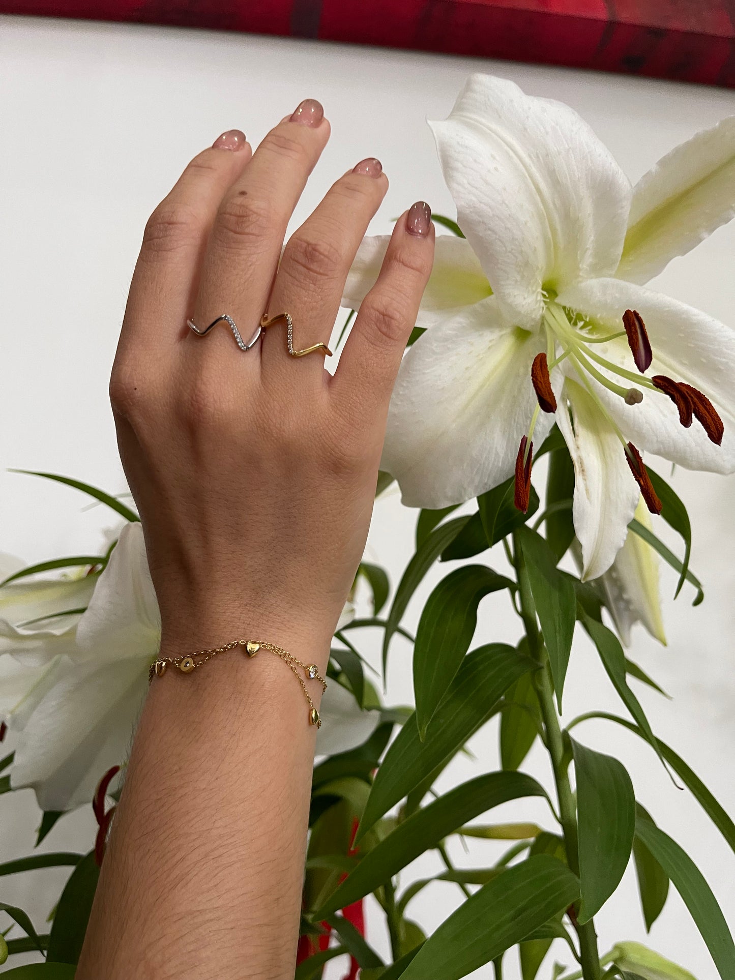 Pulsera mini corazón doble