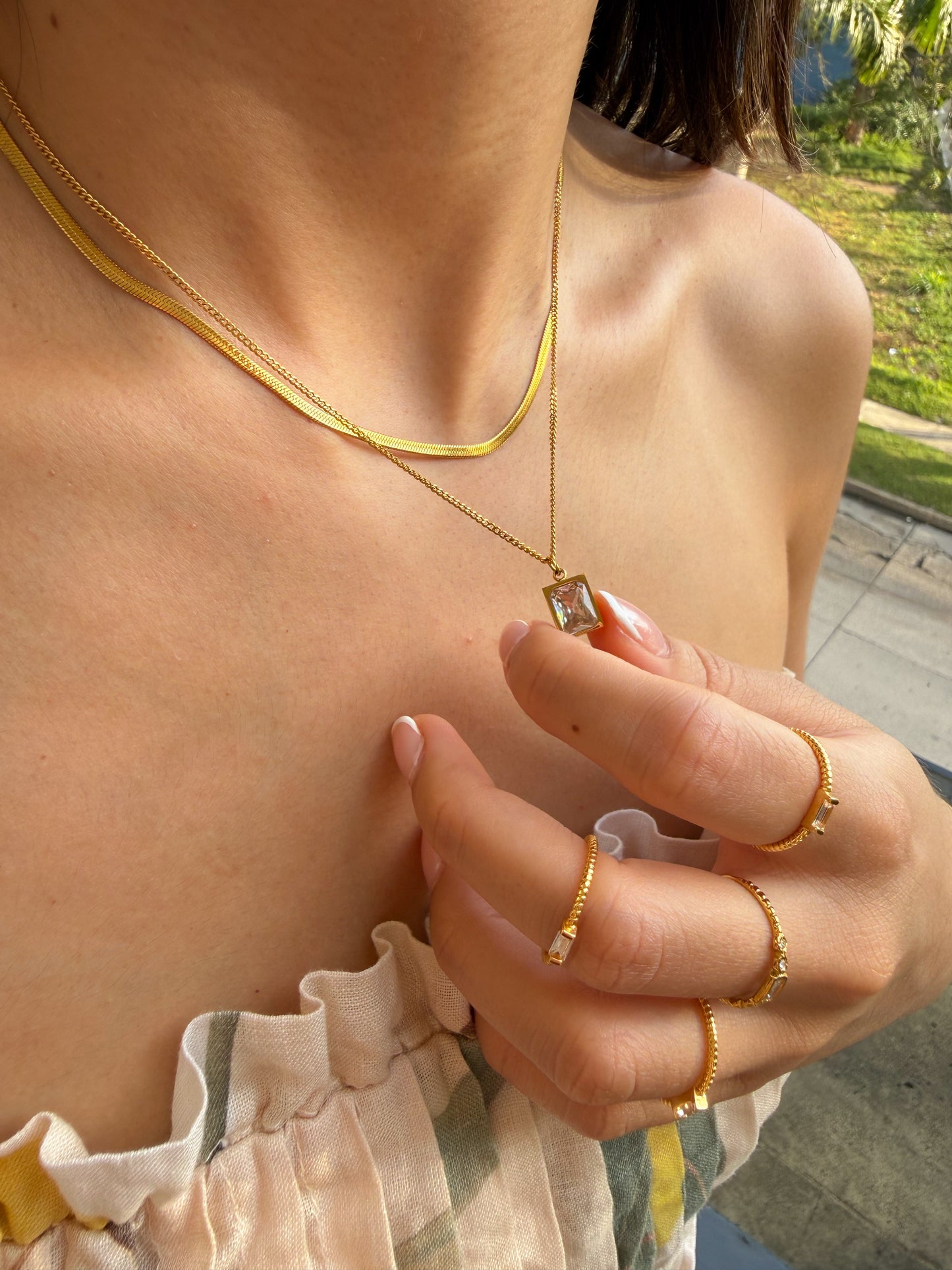 Doble square necklace